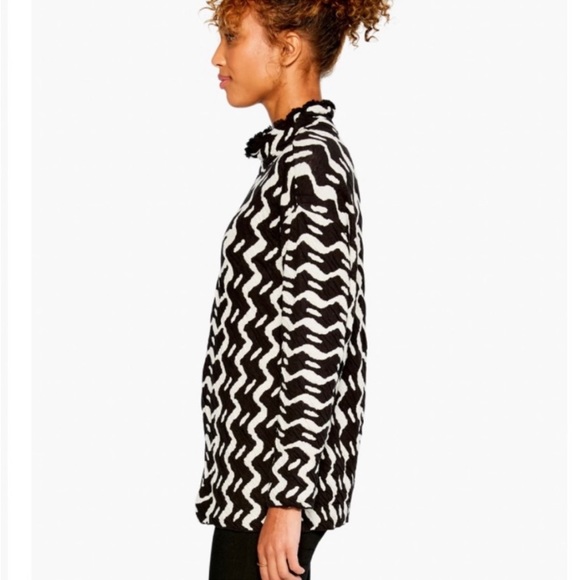 NIC+ZOE Opposites Attract Sweater Black & White Mock Neck Long Sleeve Size M - Picture 5 of 14
